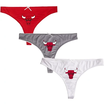 College Concepts Charcoal White Chicago Bulls Arctic 3-Pack Thong Set