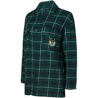 College Concepts Hunter /Black Milwaukee Bucks Boyfriend Button-Up Nightshirt