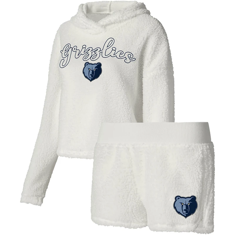 College Concepts Memphis Grizzlies Fluffy Long Sleeve Hoodie T-Shirt  Shorts Sleep Set