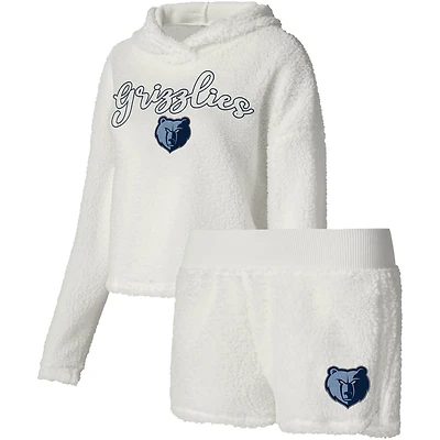 College Concepts Memphis Grizzlies Fluffy Long Sleeve Hoodie T-Shirt  Shorts Sleep Set