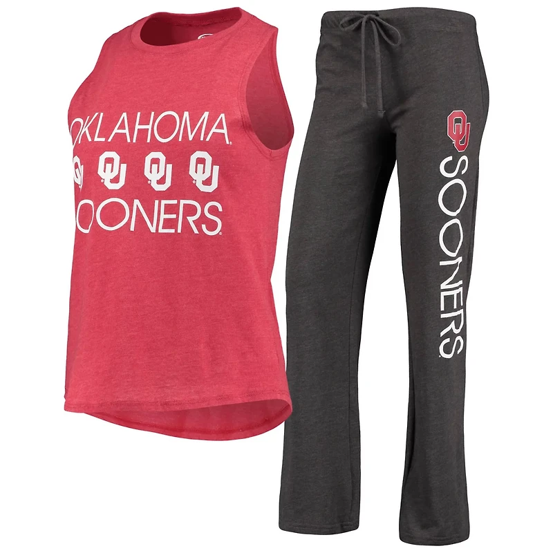 Concepts Sport /Charcoal Oklahoma Sooners Team Tank Top Pants Sleep Set