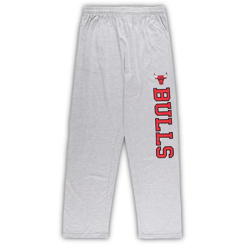 Concepts Sport /Heather Gray Chicago Bulls Big  Tall T-Shirt and Pajama Pants Sleep Set