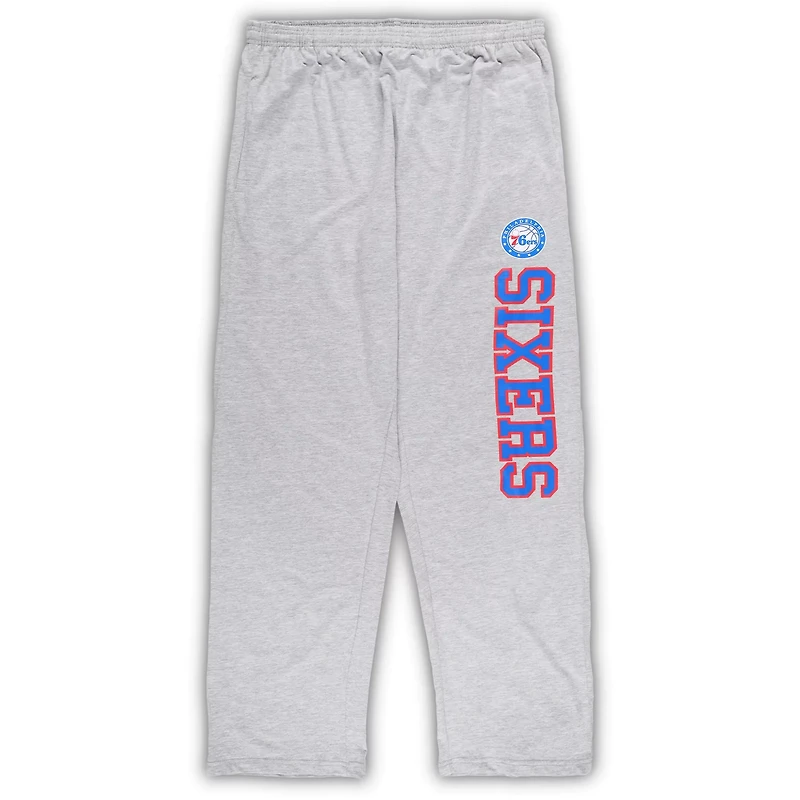 Concepts Sport /Heather Gray Philadelphia 76ers Big  Tall T-Shirt and Pajama Pants Sleep Set