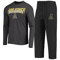 Concepts Sport /Heathered Charcoal Appalachian State Mountaineers Meter Long Sleeve T-Shirt  Pants Sleep Set