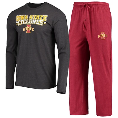 Concepts Sport /Heathered Charcoal Iowa State Cyclones Meter Long Sleeve T-Shirt Pants Sleep Set