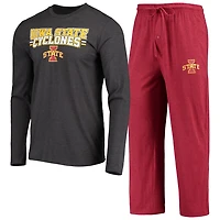 Concepts Sport /Heathered Charcoal Iowa State Cyclones Meter Long Sleeve T-Shirt  Pants Sleep Set