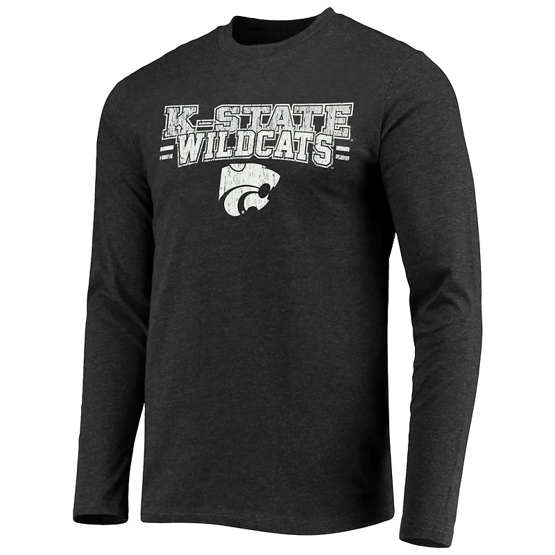 Concepts Sport /Heathered Charcoal Kansas State Wildcats Meter Long Sleeve T-Shirt  Pants Sleep Set