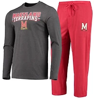Concepts Sport /Heathered Charcoal Maryland Terrapins Meter Long Sleeve T-Shirt  Pants Sleep Set