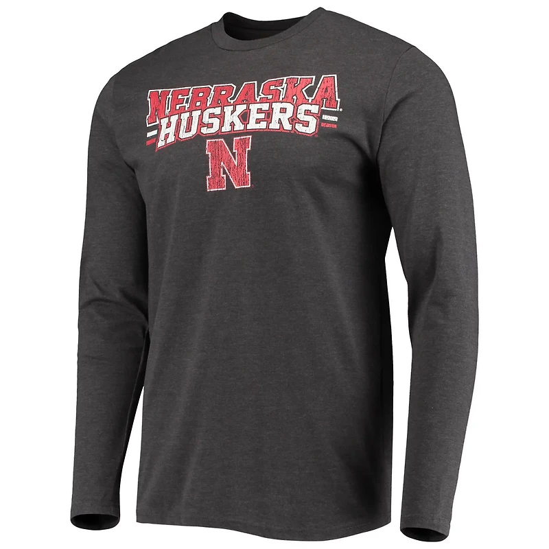 Concepts Sport /Heathered Charcoal Nebraska Huskers Meter Long Sleeve T-Shirt  Pants Sleep Set
