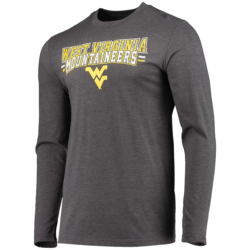 Concepts Sport /Heathered Charcoal West Virginia Mountaineers Meter Long Sleeve T-Shirt  Pants Sleep Set