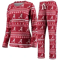 Concepts Sport Alabama Tide Holiday Long Sleeve T-Shirt  Pants Sleep Set