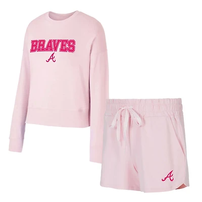 Concepts Sport Atlanta Braves Elevation Tri-Blend Long Sleeve Top  Shorts Set