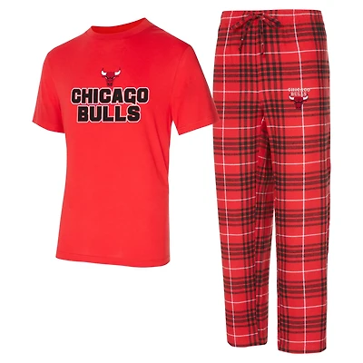 Concepts Sport Black Chicago Bulls Vector T-Shirt Flannel Pants Sleep Set