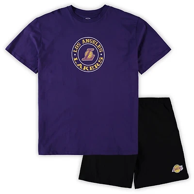 Concepts Sport Black Los Angeles Lakers Big  Tall T-Shirt Shorts Sleep Set