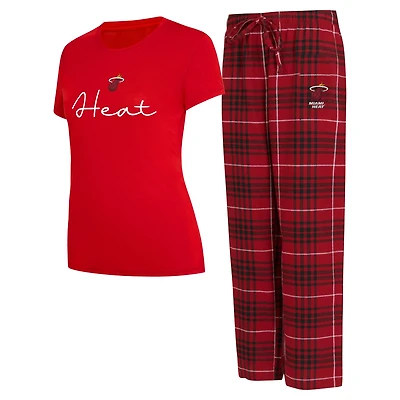 Concepts Sport Black Miami Heat Vector T-Shirt  Flannel Pants Sleep Set