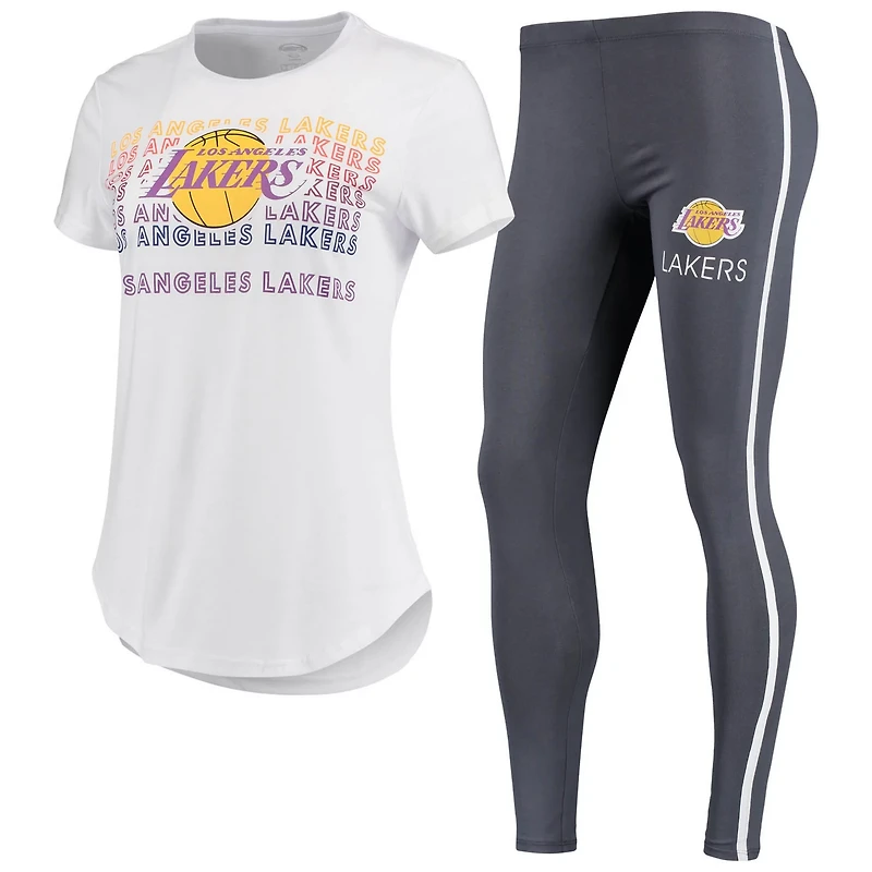 Concepts Sport /Charcoal Los Angeles Lakers Sonata T-Shirt  Leggings Set