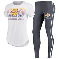 Concepts Sport /Charcoal Los Angeles Lakers Sonata T-Shirt  Leggings Set