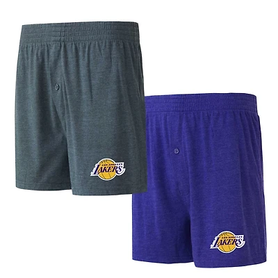 Concepts Sport Charcoal Los Angeles Lakers Two-Pack Jersey-Knit Boxer Set