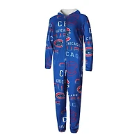 Concepts Sport Chicago Cubs Allover Print Windfall Union Full-Zip Hooded Pajama Suit