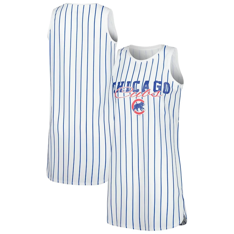 Concepts Sport Chicago Cubs Reel Pinstripe Knit Sleeveless Nightshirt