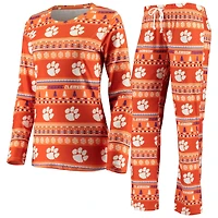 Concepts Sport Clemson Tigers Holiday Long Sleeve T-Shirt  Pants Sleep Set