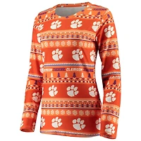Concepts Sport Clemson Tigers Holiday Long Sleeve T-Shirt  Pants Sleep Set