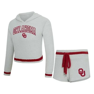 Concepts Sport Crimson Oklahoma Sooners Whitley Long Sleeve Hoodie Top Shorts Set