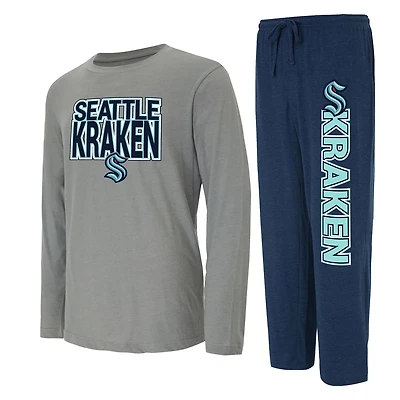 Concepts Sport Gray Seattle Kraken Meter Long Sleeve T-Shirt  Pants Sleep Set