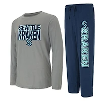 Concepts Sport Gray Seattle Kraken Meter Long Sleeve T-Shirt  Pants Sleep Set