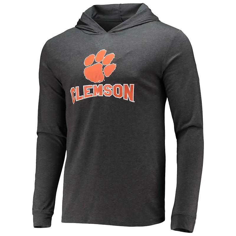 Concepts Sport Heather Charcoal Clemson Tigers Meter Long Sleeve Hoodie T-Shirt  Jogger Pajama Set