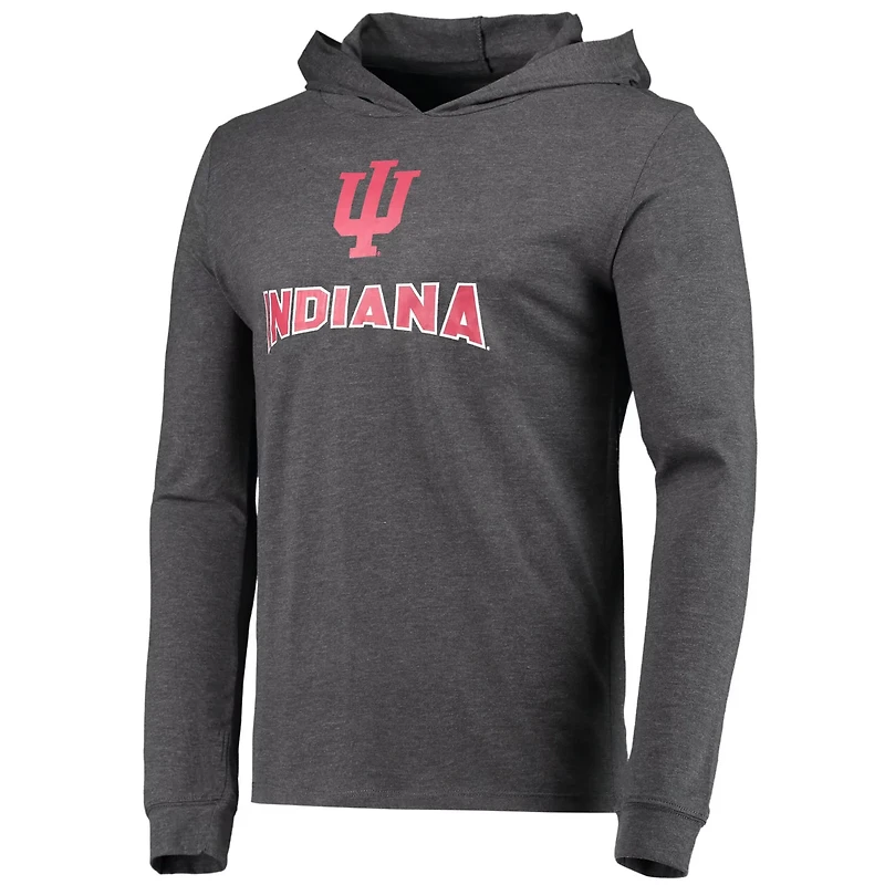 Concepts Sport Heather Charcoal Indiana Hoosiers Meter Long Sleeve Hoodie T-Shirt  Jogger Pajama Set