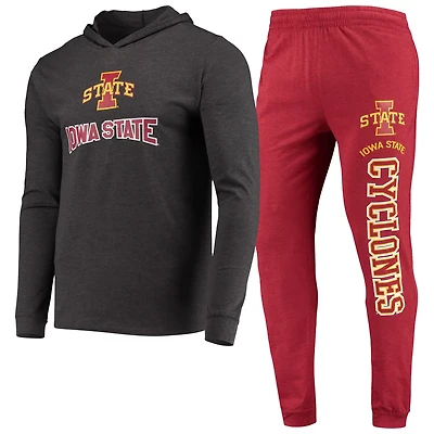 Concepts Sport Heather Charcoal Iowa State Cyclones Meter Long Sleeve Hoodie Top Jogger Pajama Set