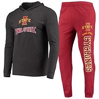 Concepts Sport Heather Charcoal Iowa State Cyclones Meter Long Sleeve Hoodie Top  Jogger Pajama Set