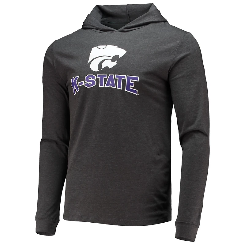 Concepts Sport Heather Charcoal Kansas State Wildcats Meter Long Sleeve Hoodie Top Jogger Pajama Set