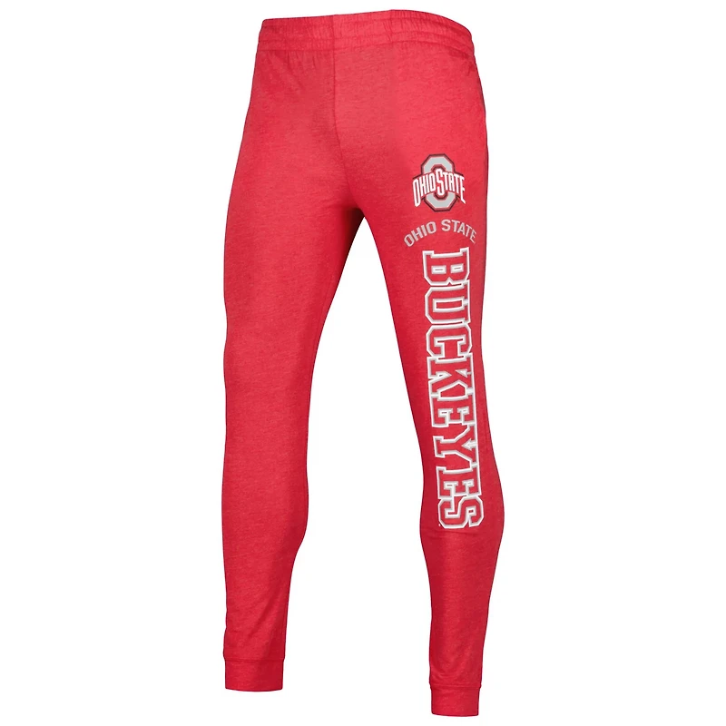 Concepts Sport Heather Charcoal Ohio State Buckeyes Meter Long Sleeve Hoodie T-Shirt  Jogger Pajama Set