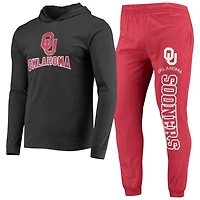 Concepts Sport Heather Charcoal Oklahoma Sooners Meter Long Sleeve Hoodie T-Shirt  Jogger Pajama Set