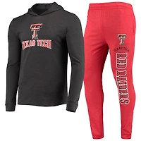 Concepts Sport Heather Charcoal Texas Tech Raiders Meter Long Sleeve Hoodie Top  Jogger Pajama Set