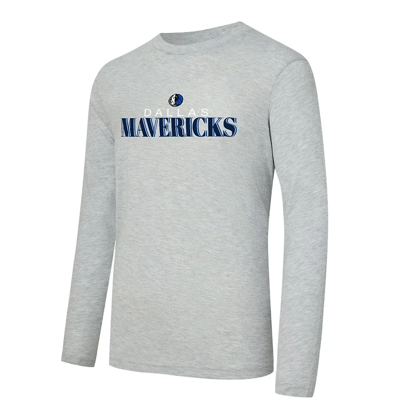 Concepts Sport Heather Gray Dallas Mavericks Regulate Long Sleeve T-Shirt Plaid Pant Set