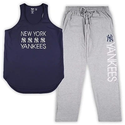 Concepts Sport Heather Gray New York Yankees Plus Meter Tank Top  Pants Sleep Set