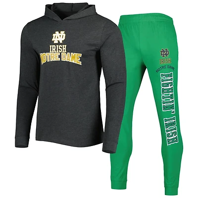 Concepts Sport Heather /Heather Charcoal Notre Dame Fighting Irish Meter Long Sleeve Hoodie T-Shirt  Jogger Pajama Set