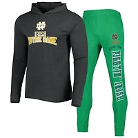 Concepts Sport Heather /Heather Charcoal Notre Dame Fighting Irish Meter Long Sleeve Hoodie T-Shirt  Jogger Pajama Set