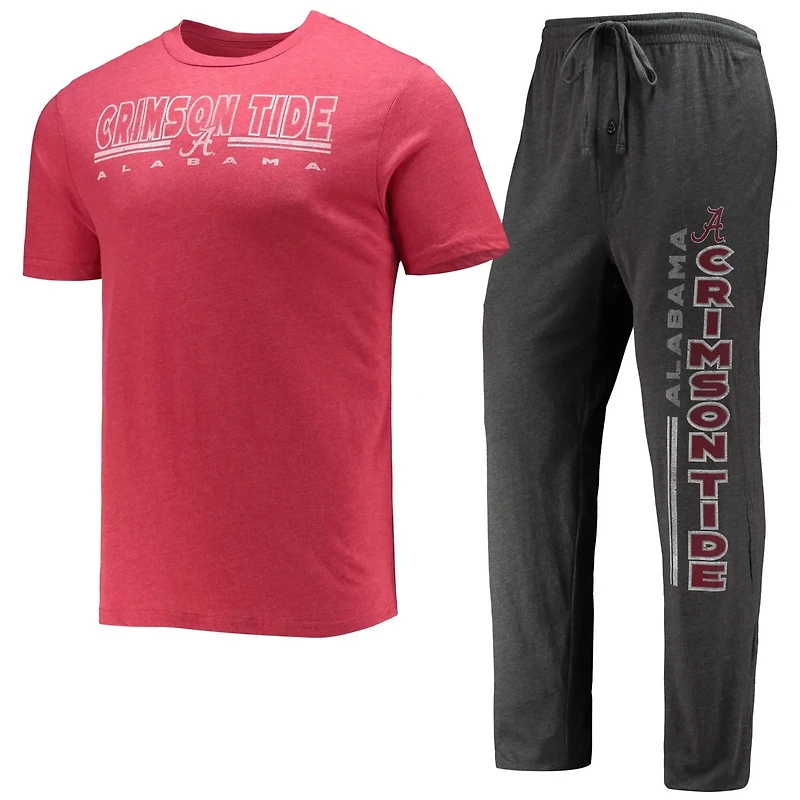 Concepts Sport Heathered Charcoal/Crimson Alabama Crimson Tide Meter T-Shirt Pants Sleep Set