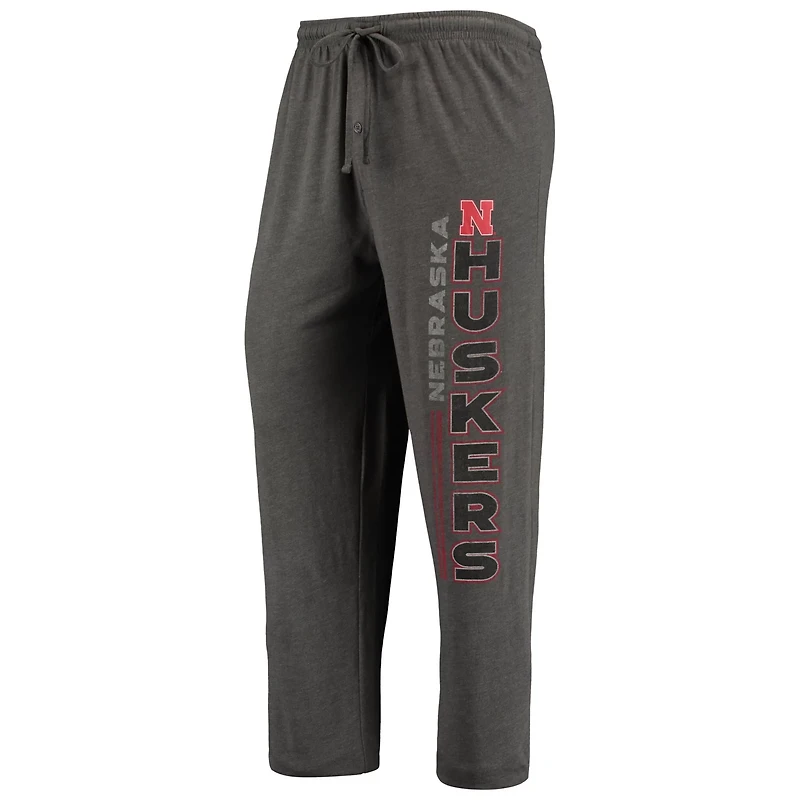 Concepts Sport Heathered Charcoal/Scarlet Nebraska Huskers Meter T-Shirt  Pants Sleep Set