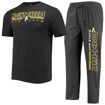 Concepts Sport Heathered Charcoal Appalachian State Mountaineers Meter T-Shirt  Pants Sleep Set