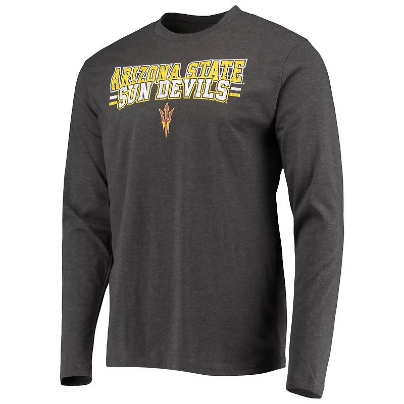 Concepts Sport Heathered Charcoal Arizona State Sun Devils Meter Long Sleeve T-Shirt  Pants Sleep Set