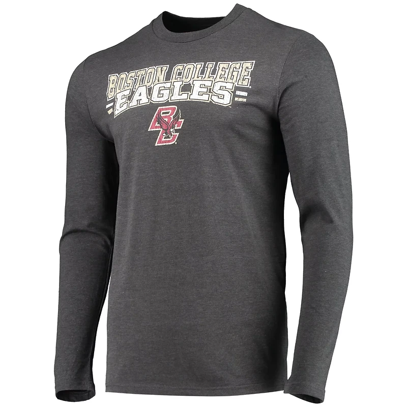 Concepts Sport Heathered Charcoal Boston College Eagles Meter Long Sleeve T-Shirt  Pants Sleep Set