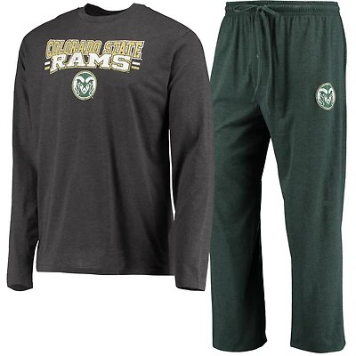 Concepts Sport Heathered Charcoal Colorado State Rams Meter Long Sleeve Top  Pants Sleep Set