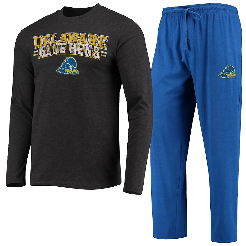 Concepts Sport Heathered Charcoal Delaware Fightin' Blue Hens Meter Long Sleeve T-Shirt Pants Sleep Set