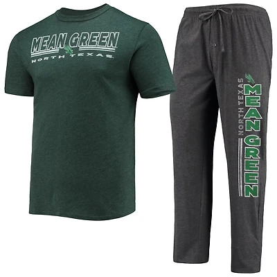 Concepts Sport Heathered Charcoal Kelly North Texas Mean Meter T-Shirt  Pants Sleep Set