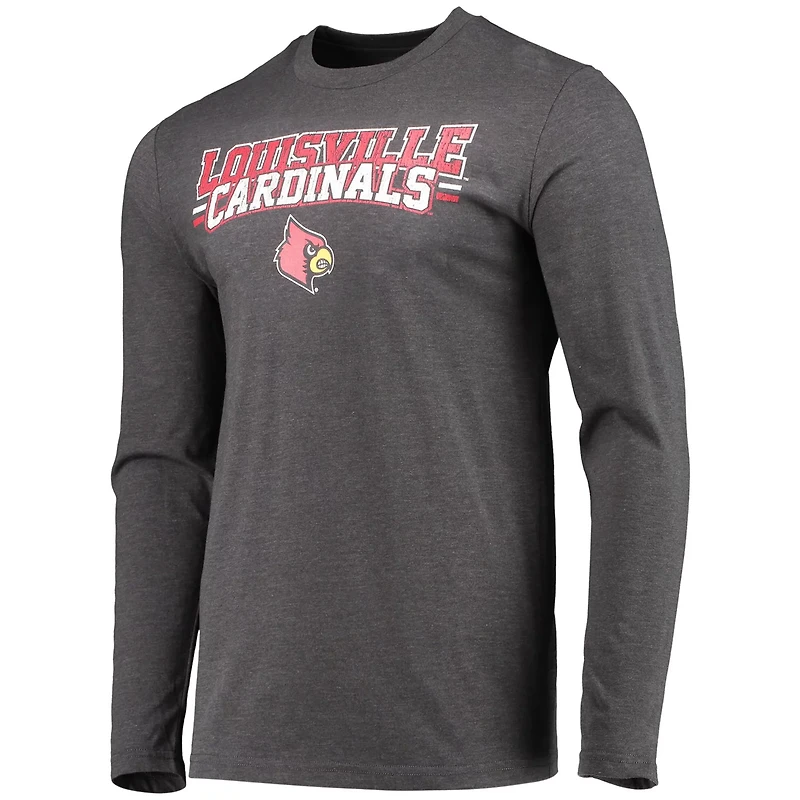 Concepts Sport Heathered Charcoal Louisville Cardinals Meter Long Sleeve T-Shirt  Pants Sleep Set
